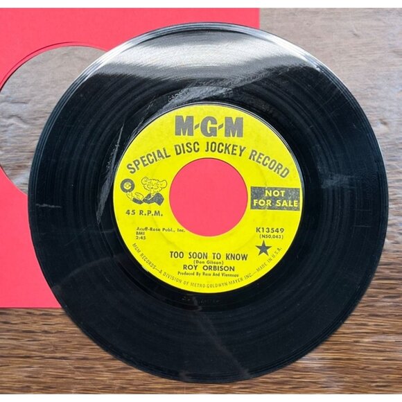 Roy Orbison Too Soon to Know / Youll Never Be Sixteen Again 45 Vinyl Rock Promo - Picture 4 of 6